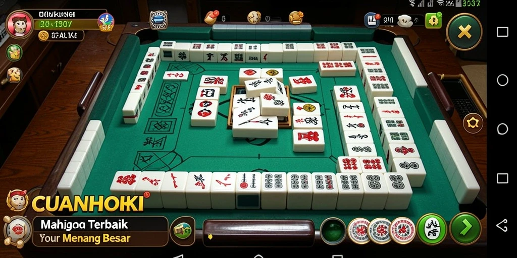 Tampilan gameplay menarik dari CUANHOKI dengan desain Mahjong yang menawan.