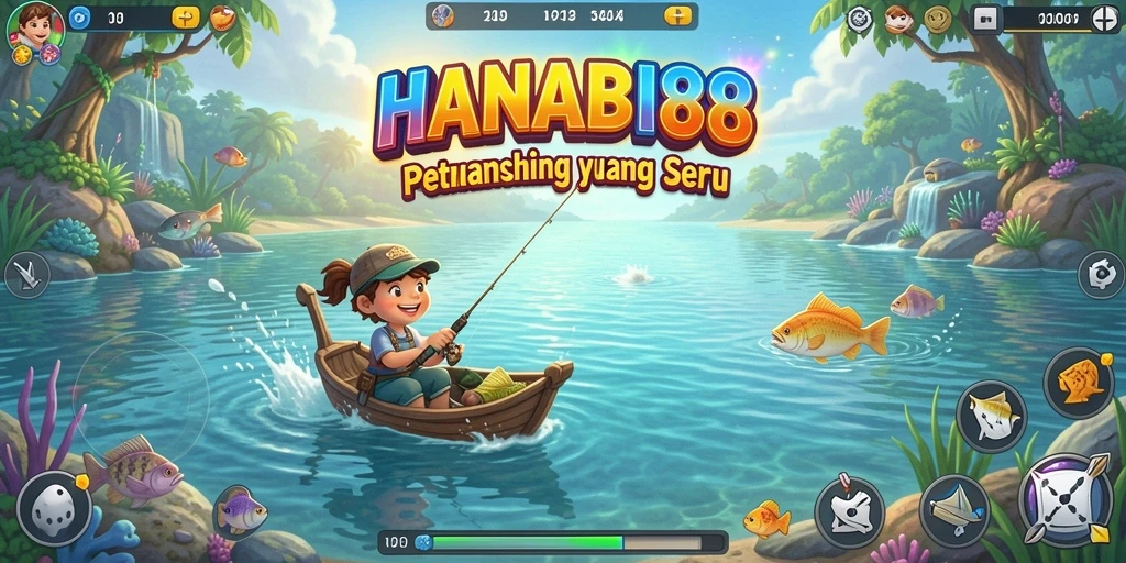 Tampilan menarik dari gameplay memancing di HANABI88.