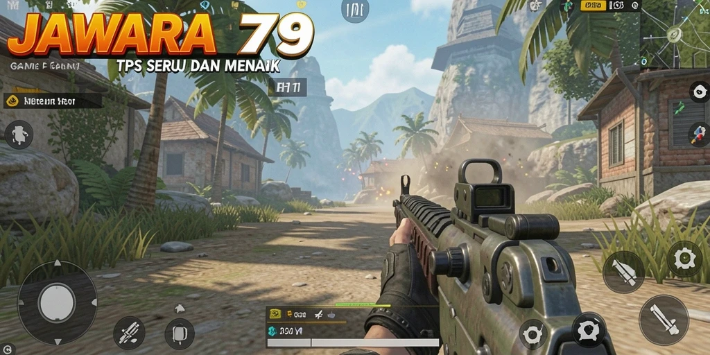 Screenshot gameplay seru dari JAWARA79 menunjukkan aksi tembak-menembak yang mendebarkan.