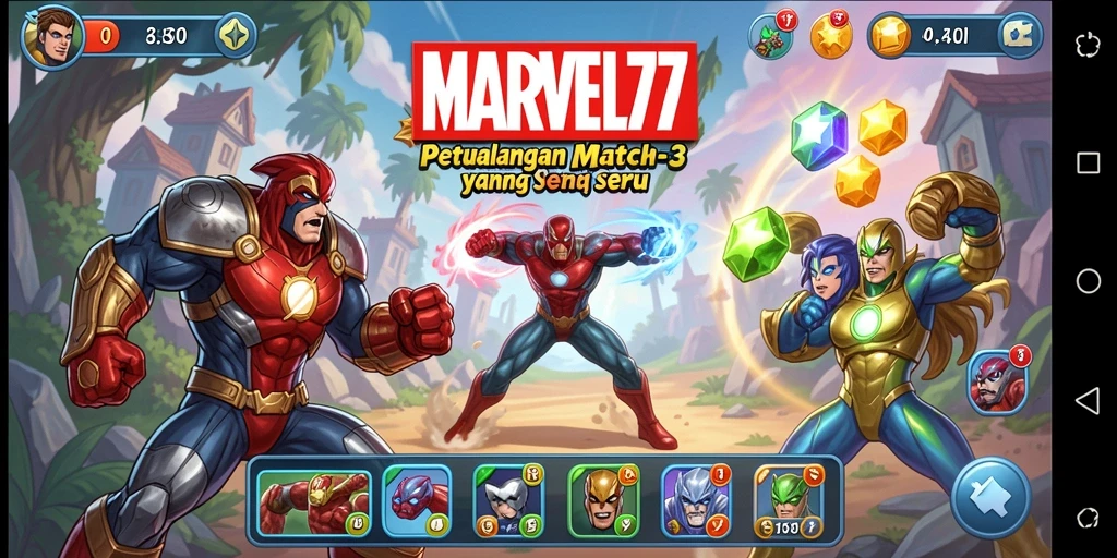 Gameplay seru dengan kombinasi objek Match-3 yang menarik.