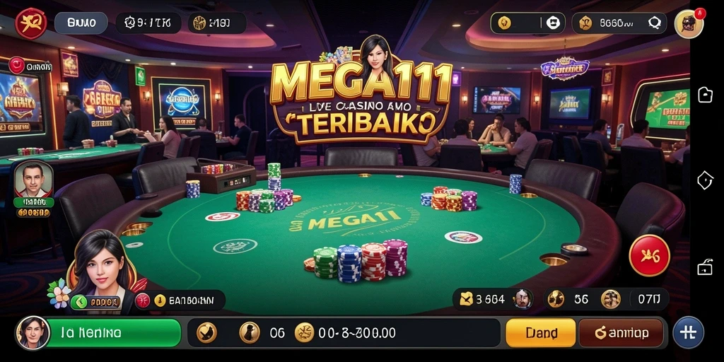 Tampilan utama MEGA111 dengan dealer live yang memikat.