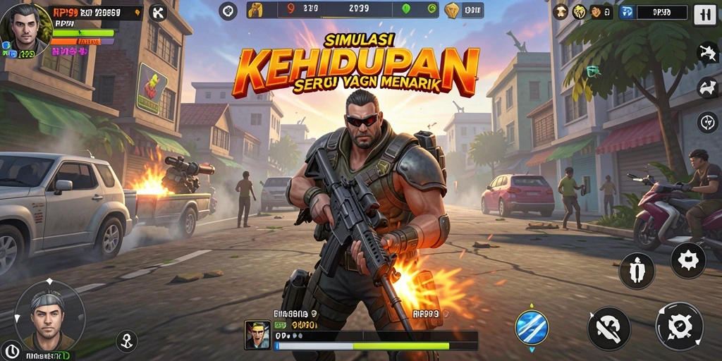 Screenshot gameplay RP99 menampilkan interaksi karakter dan kegiatan sehari-hari.