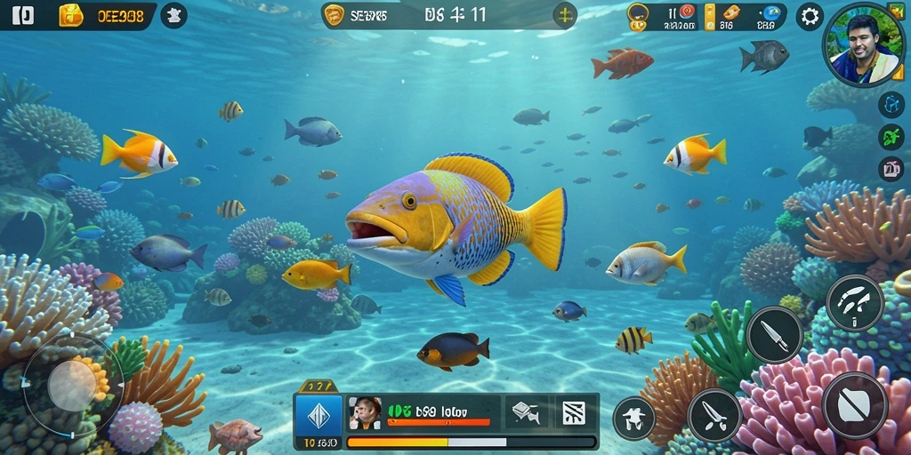 Tampilan gameplay seru di SE328 saat menembak ikan.