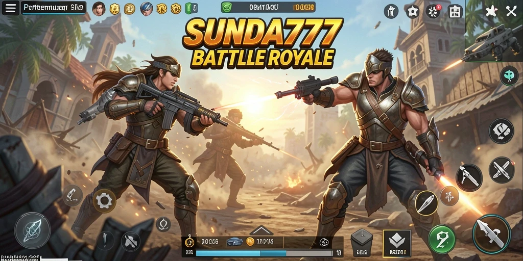 Screenshot SUNDA777 menampilkan aksi seru dalam pertempuran Battle Royale.