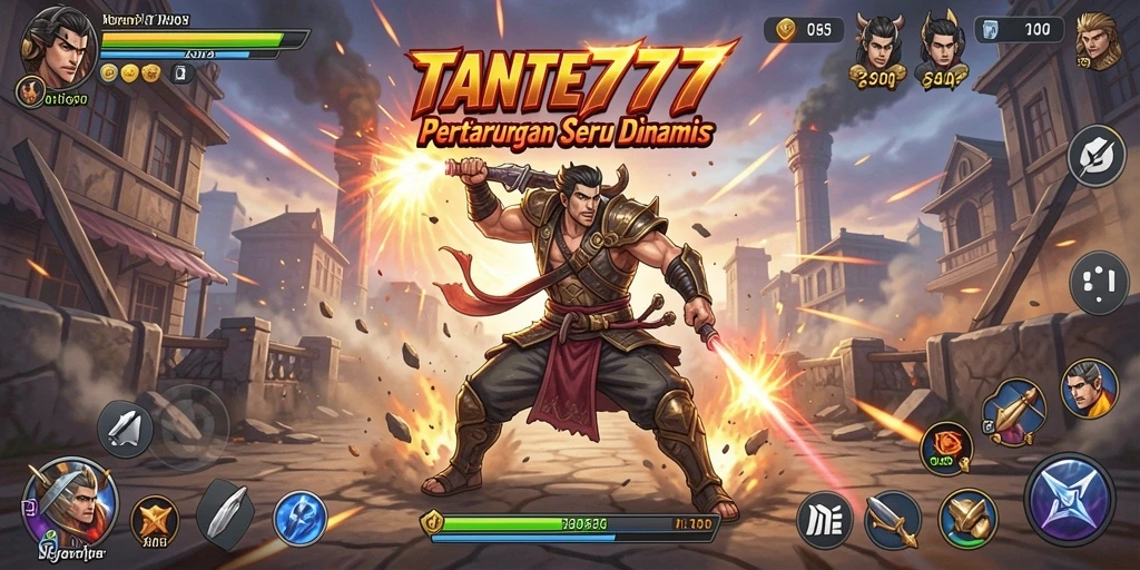 Screenshot gameplay TANTE777 menampilkan pertarungan sengit antar karakter.